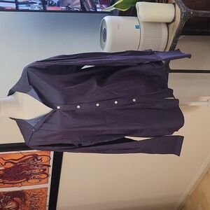 Michael Kors Blue Polka Dotted Long Sleeve Button-up Shirt Non Iron